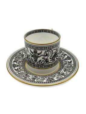 Wedgwood Demitasse Florentine Black & White Cup And Saucer W4312